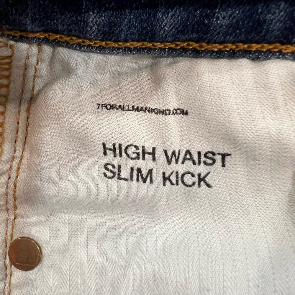 7 FOR ALL MANKIND High Waist Slim Kick Destroyed Hem Luxury Jeans Size 25 - Picture 9 of 16